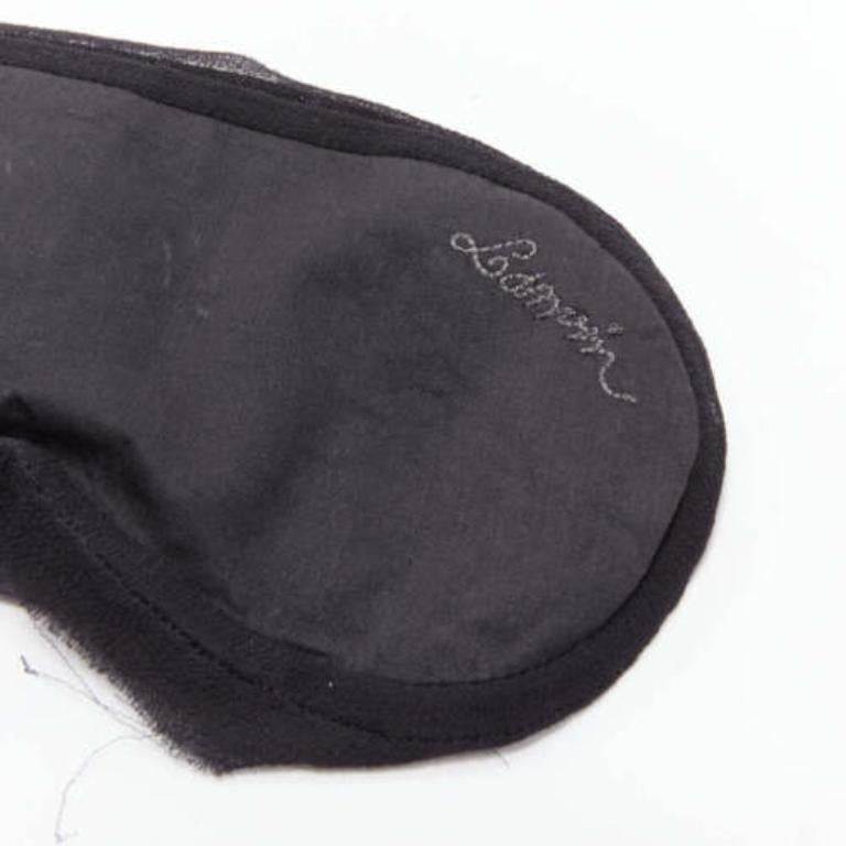 Black LANVIN black 100% silk satin logo embroidery sleeping flats mask set  EU37 For Sale