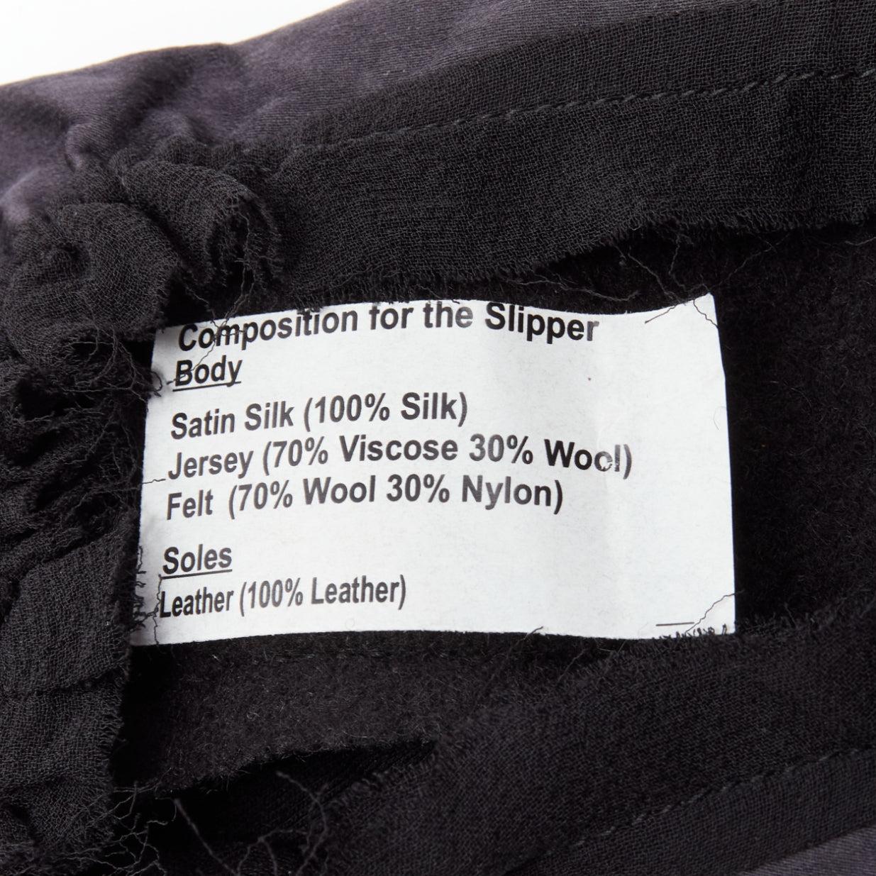 LANVIN black 100% silk satin logo embroidery sleeping flats mask set EU37 For Sale 1