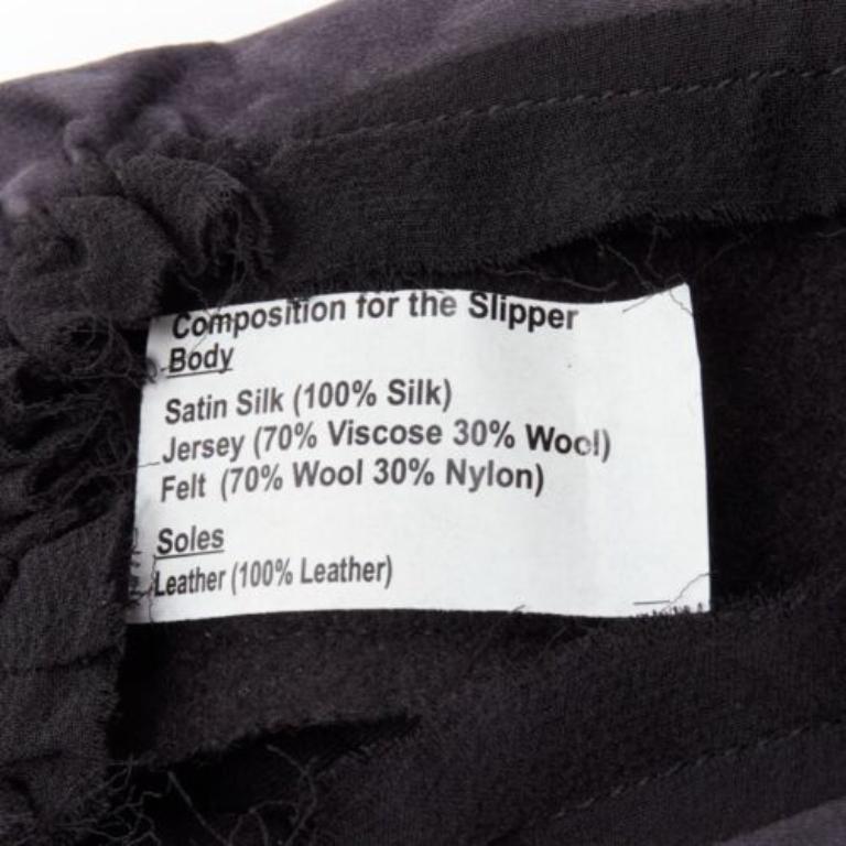 LANVIN black 100% silk satin logo embroidery sleeping flats mask set  EU37 For Sale 1