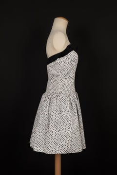Lanvin Black and White Dotted Cotton Bustier Dress