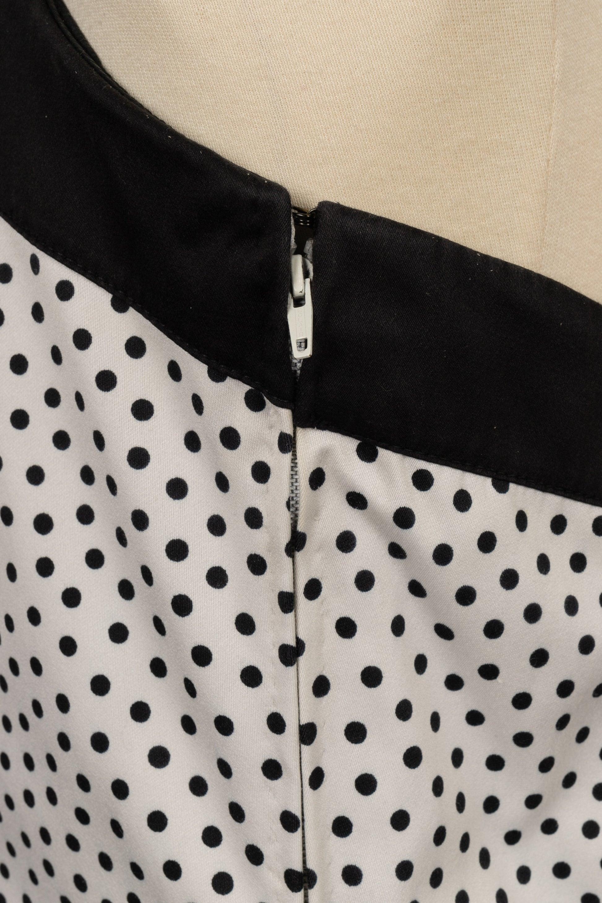 Lanvin - Robe bustier en coton à pois noirs et blancs en vente 1