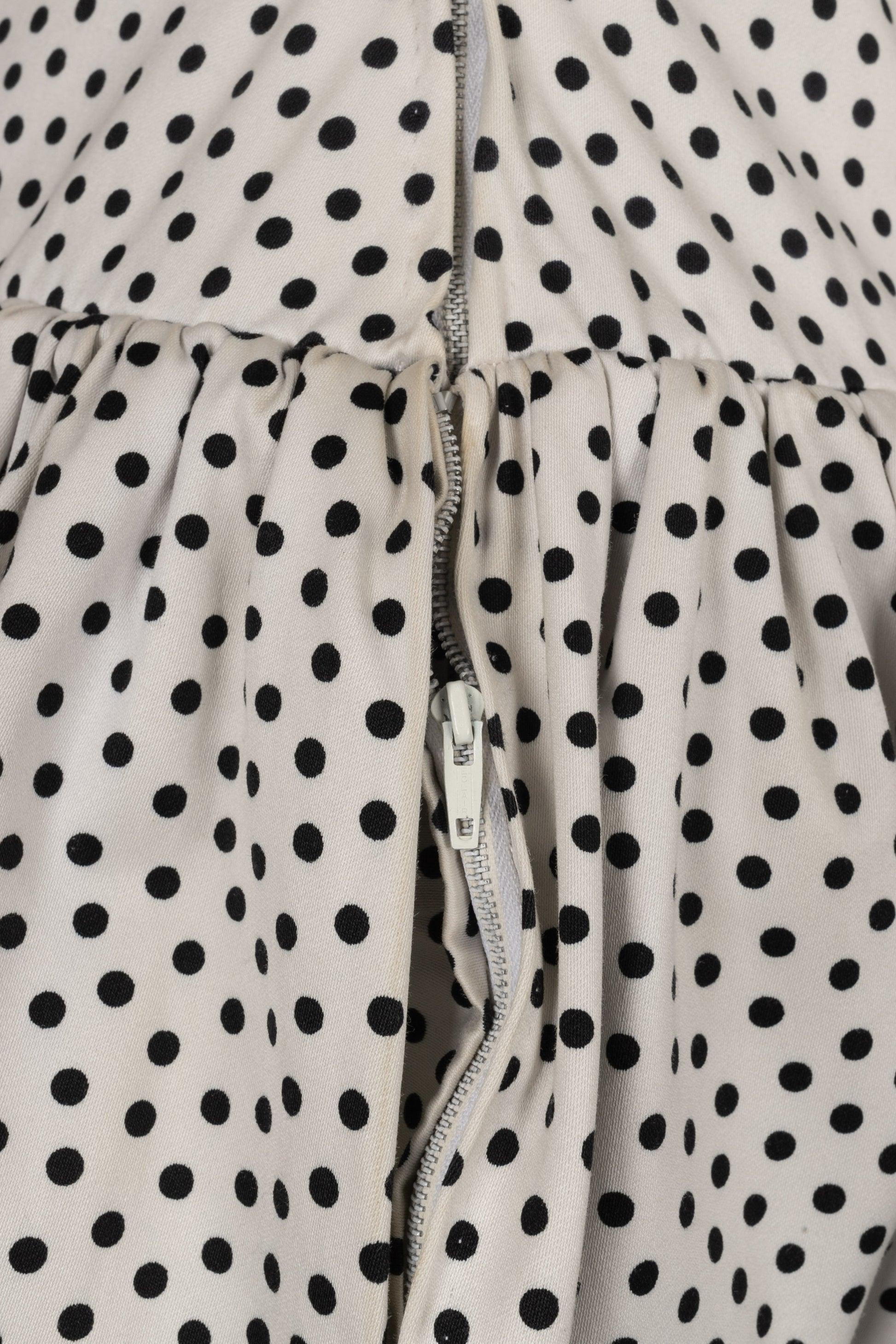 Lanvin - Robe bustier en coton à pois noirs et blancs en vente 2
