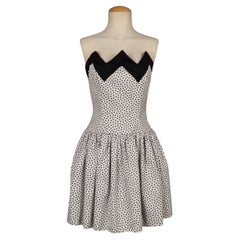 Lanvin Black and White Dotted Cotton Bustier Dress