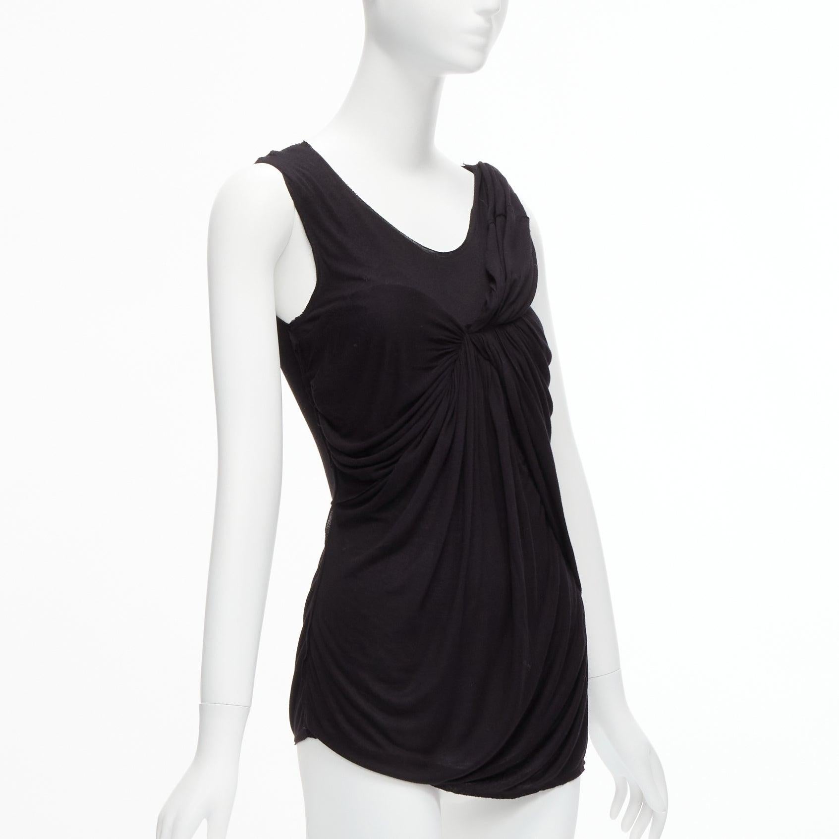 Black LANVIN black asymmetric draped bust scoop neck sleeveless tank top FR32 XXS For Sale