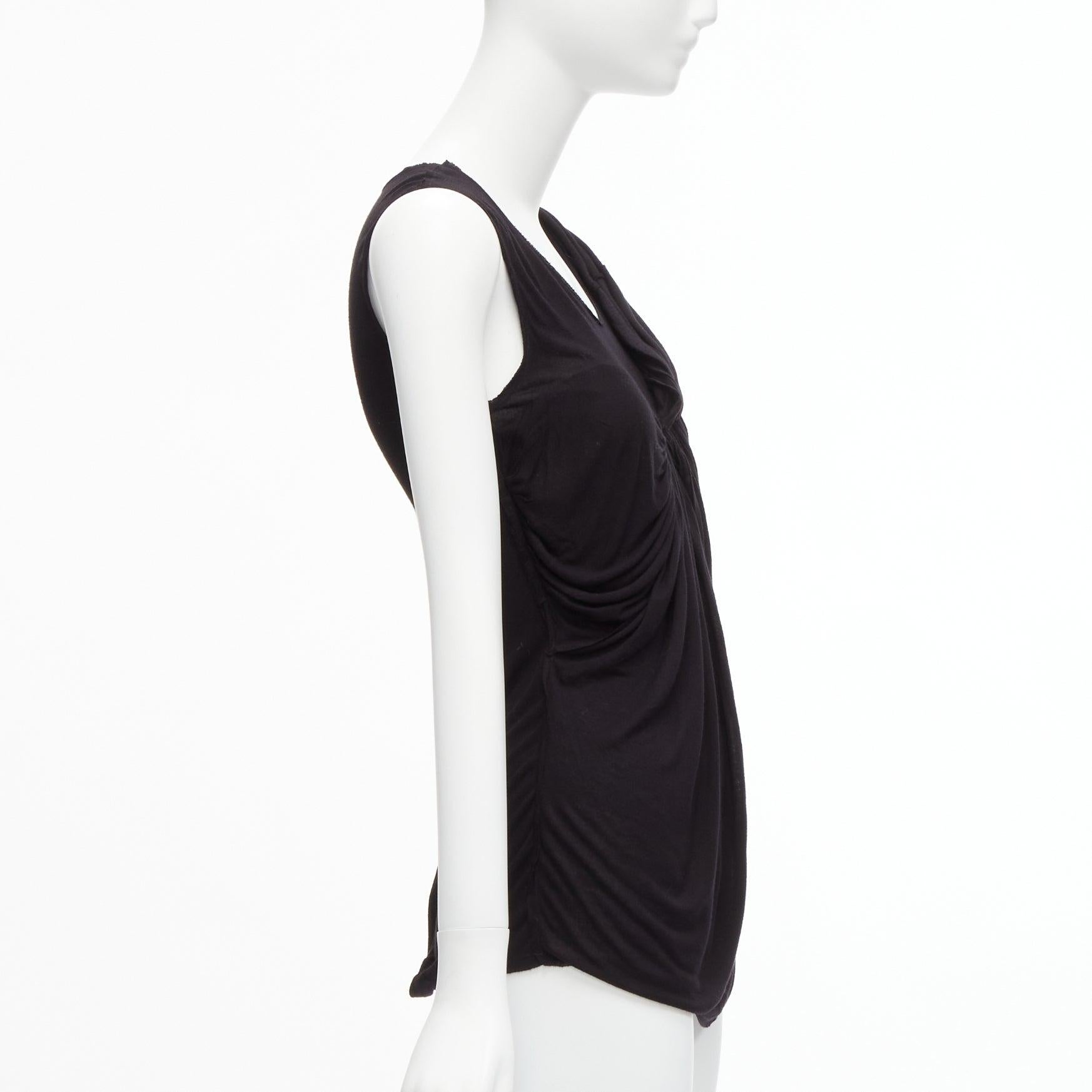 LANVIN black asymmetric draped bust scoop neck sleeveless tank top FR32 XXS In Excellent Condition For Sale In Hong Kong, NT