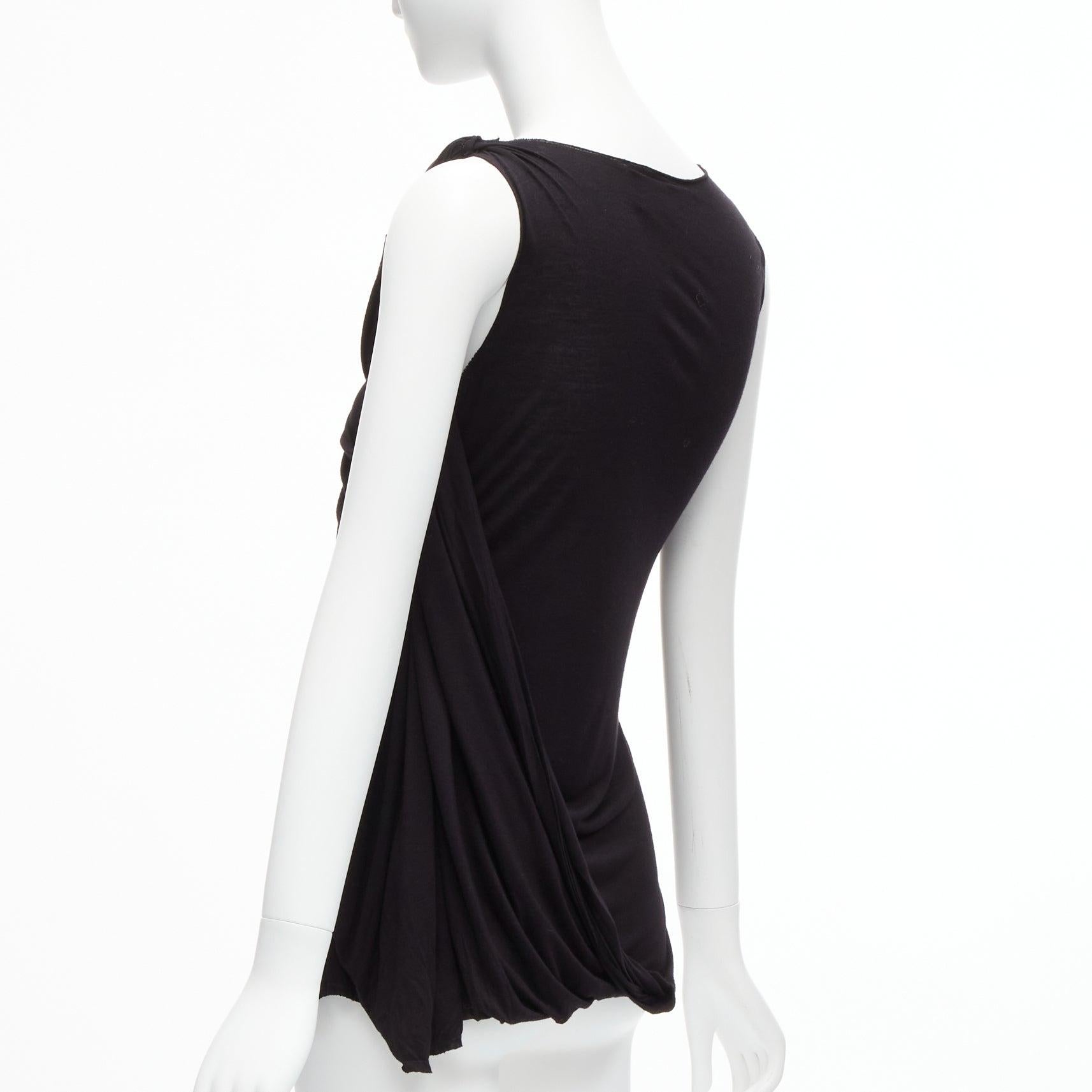 LANVIN black asymmetric draped bust scoop neck sleeveless tank top FR32 XXS For Sale 1