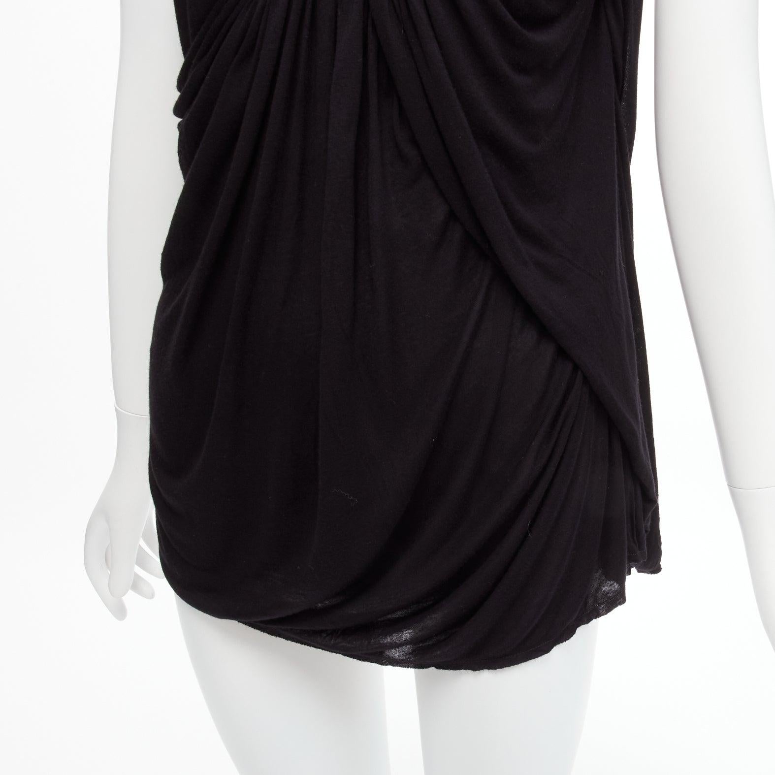 LANVIN black asymmetric draped bust scoop neck sleeveless tank top FR32 XXS For Sale 2