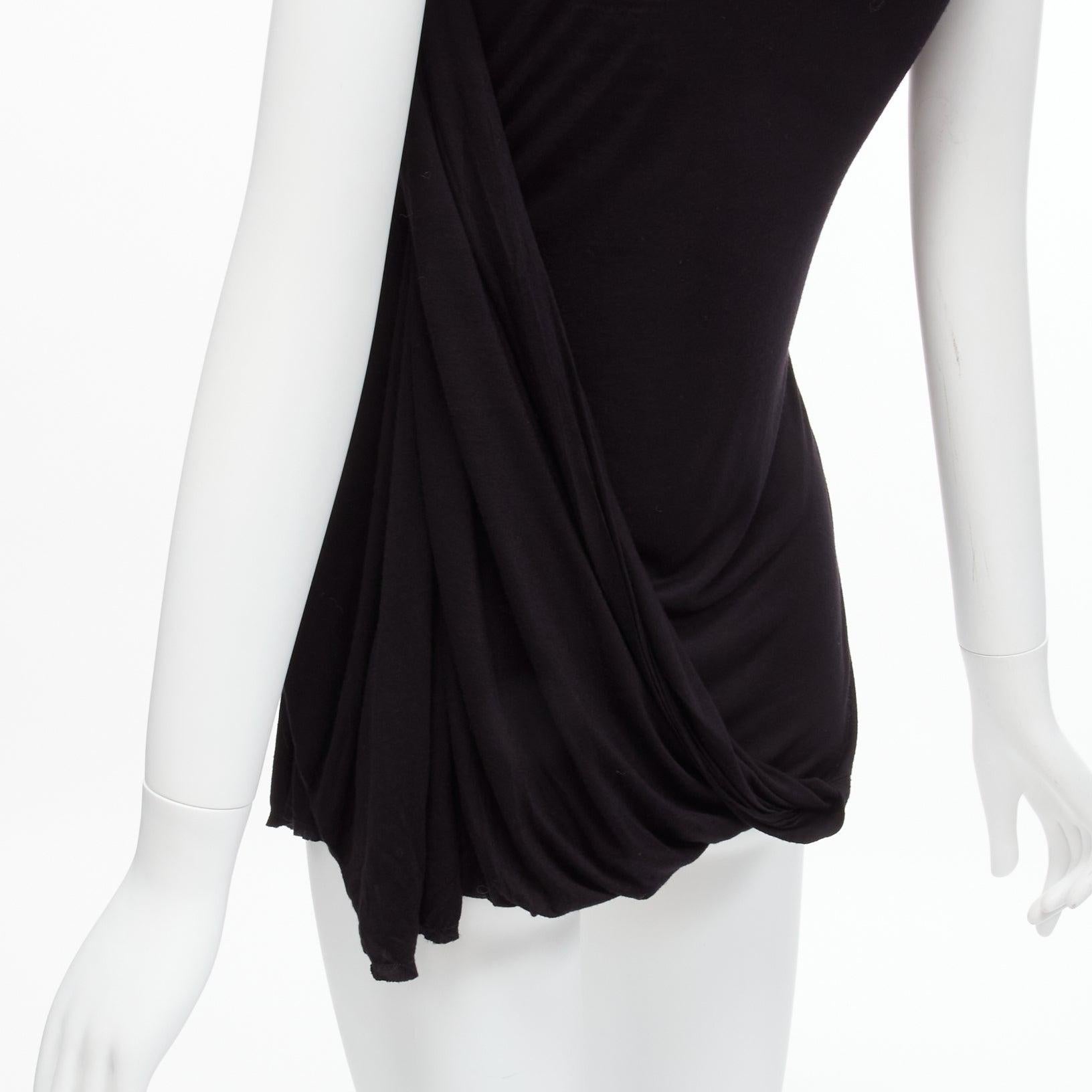 LANVIN black asymmetric draped bust scoop neck sleeveless tank top FR32 XXS For Sale 3