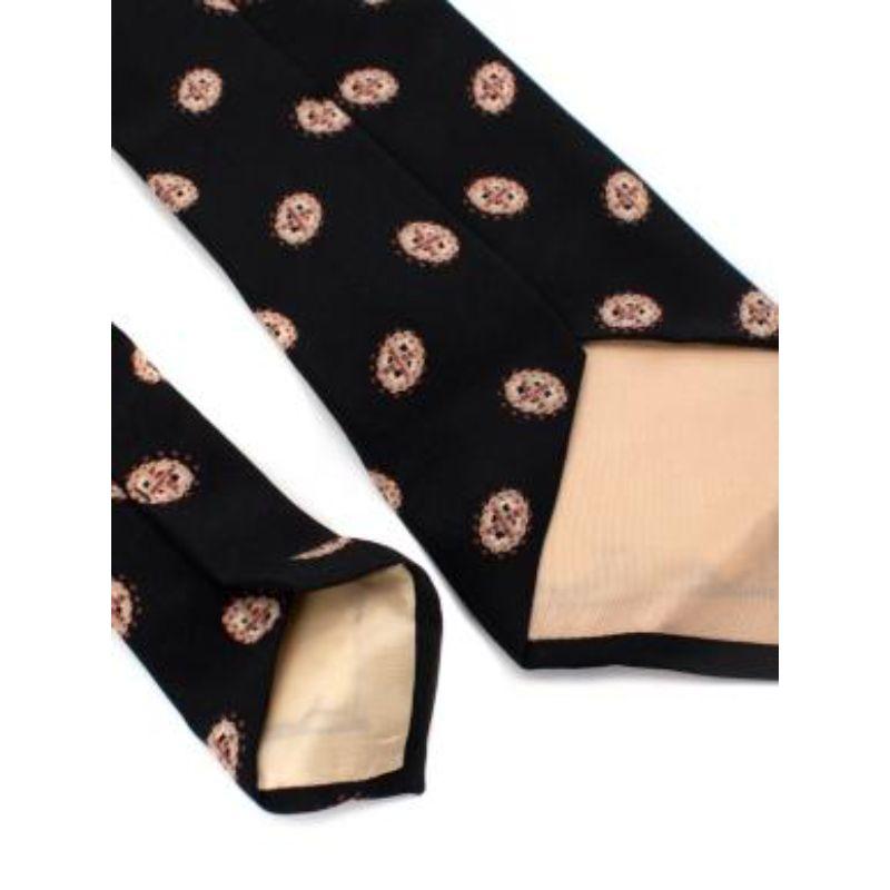 Lanvin Black Beige Oval Abstract Print Silk Tie In Good Condition For Sale In London, GB
