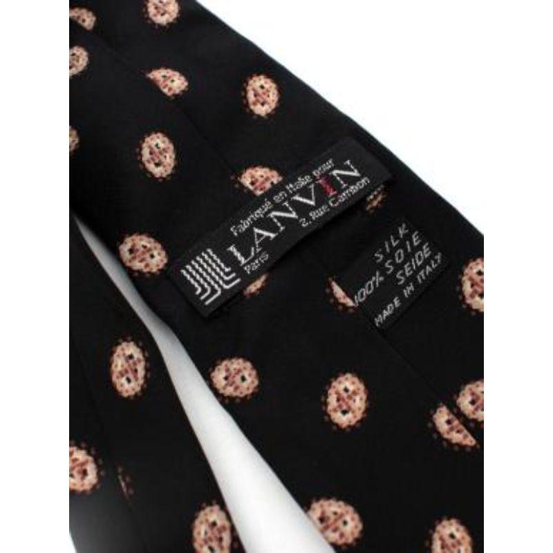 Men's Lanvin Black Beige Oval Abstract Print Silk Tie For Sale