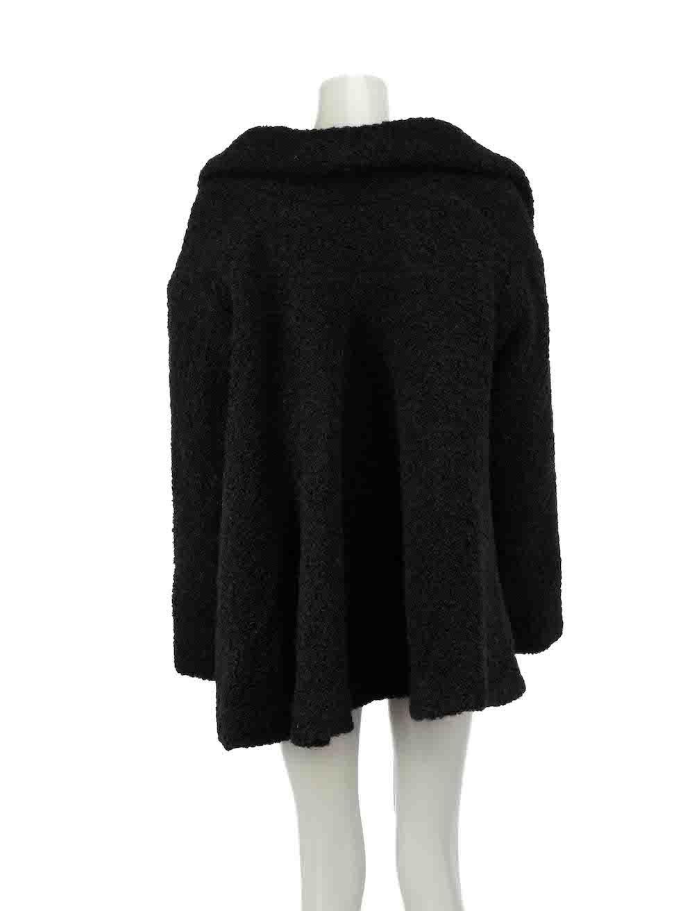 Lanvin Black Bouclé Draped Coat Size M In Good Condition In London, GB