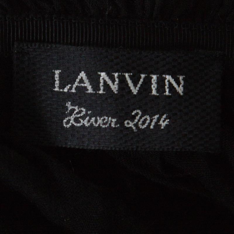 Lanvin Black Cashmere Blend Gathered Detail Long Sleeve Dress M In Good Condition In Dubai, Al Qouz 2