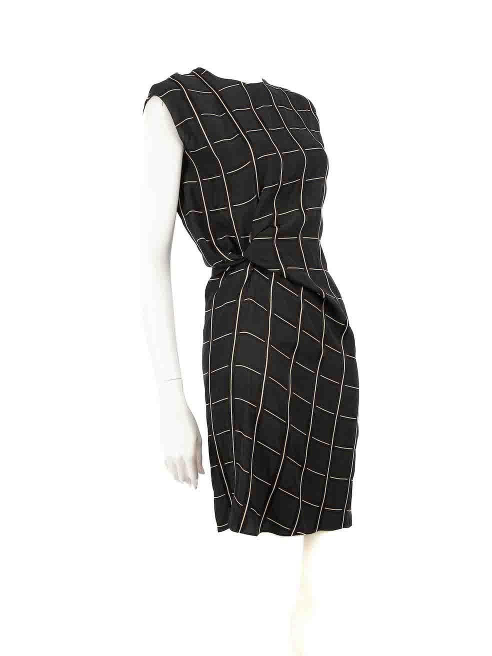 CONDITION is Very good. Hardly any visible wear to dress is evident on this used Lanvin designer resale item.
 
 Details
 Black
 Viscose
 Knee length dress
 Checkered pattern
 Round neckline
 Knot detail on waist
 Back zip closure with snap button

