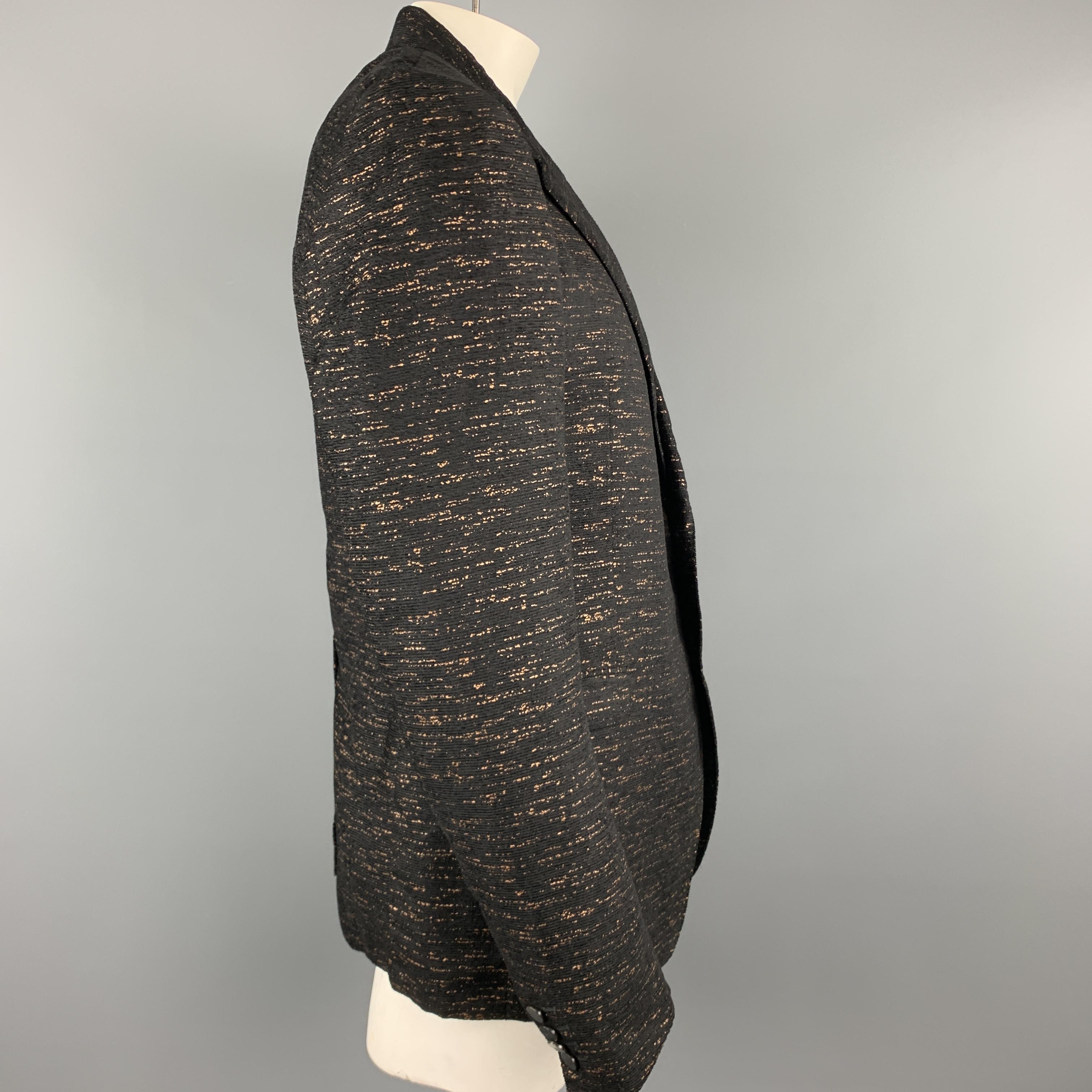 LANVIN Black & Copper Heather Textured Notch Lapel Sport Coat In New Condition In San Francisco, CA