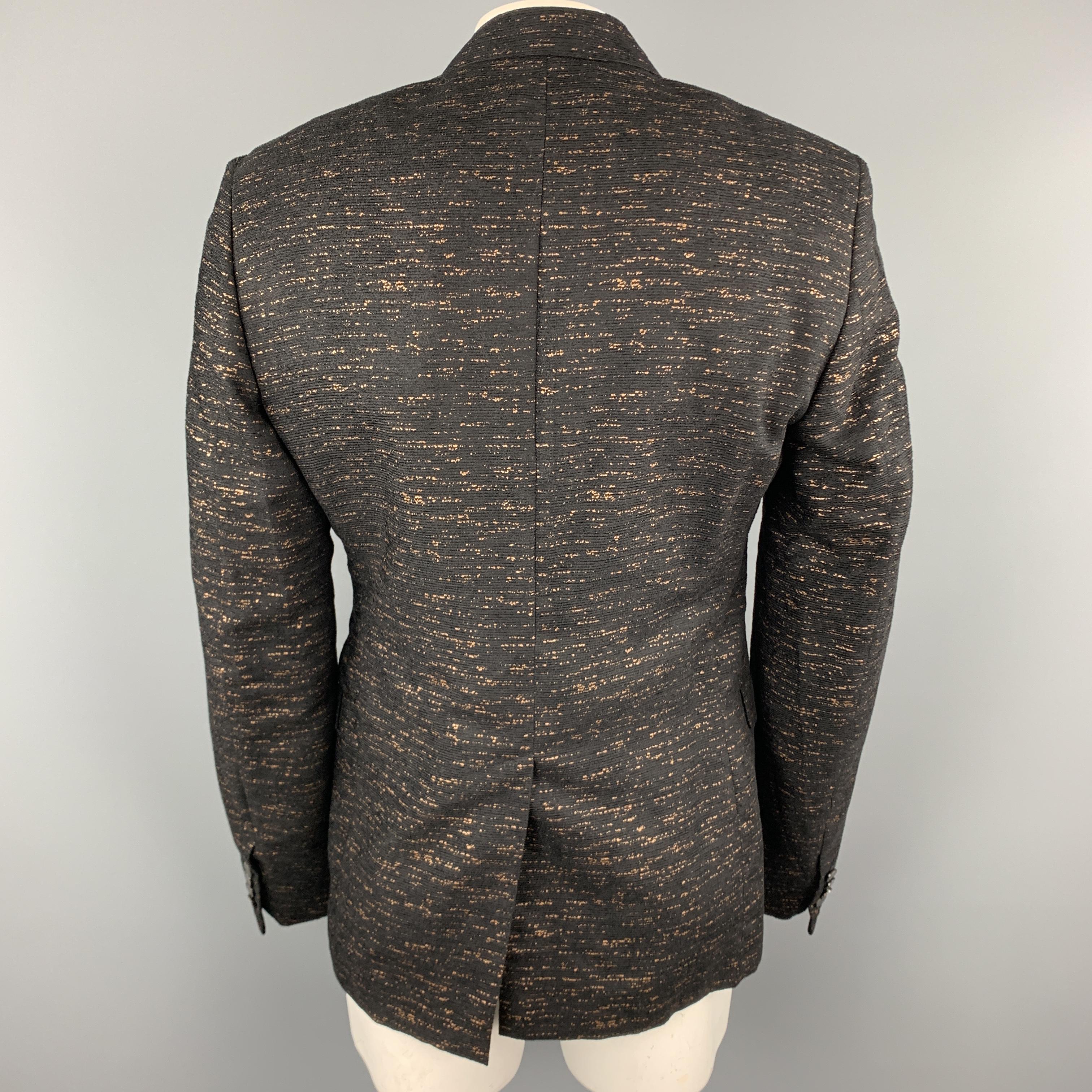 Men's LANVIN Black & Copper Heather Textured Notch Lapel Sport Coat