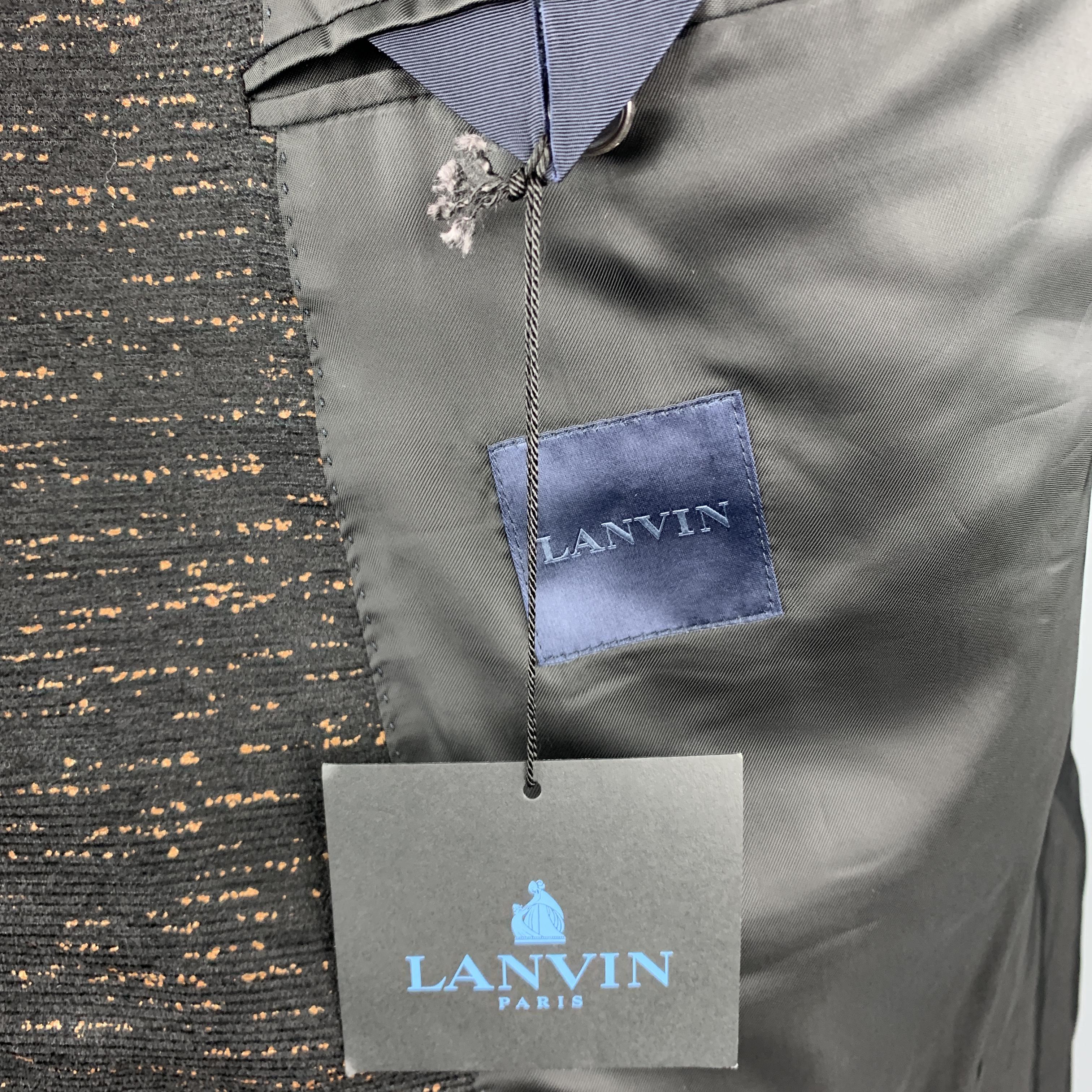 LANVIN Black & Copper Heather Textured Notch Lapel Sport Coat 2