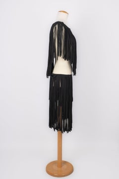 Lanvin Black Cotton Jersey Fringed Dress