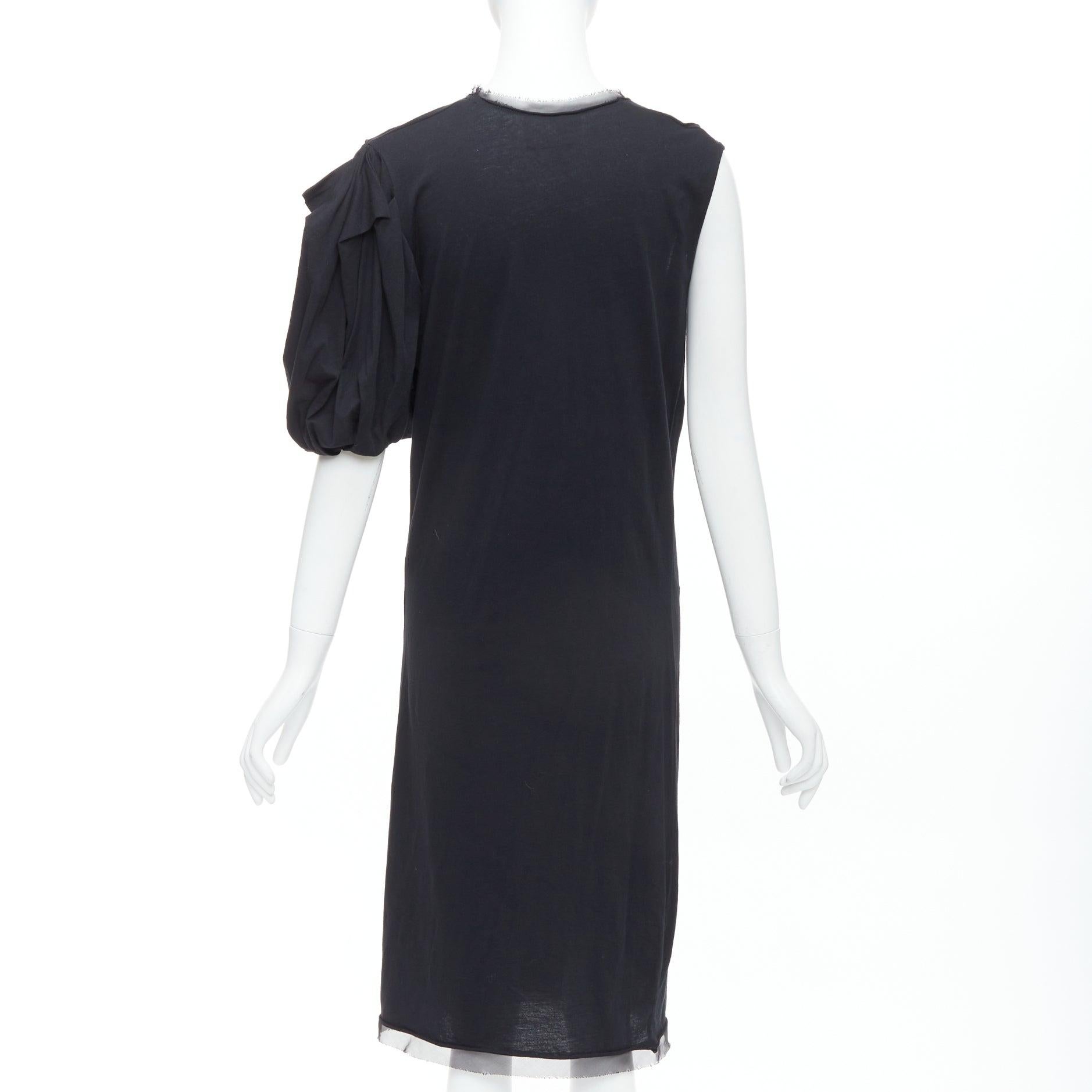 LANVIN - Robe midi drapée asymétrique en coton et soie noire XXS Pour femmes en vente