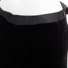 LANVIN black cotton velvet satin trim straight leg dress pants FR44 XS