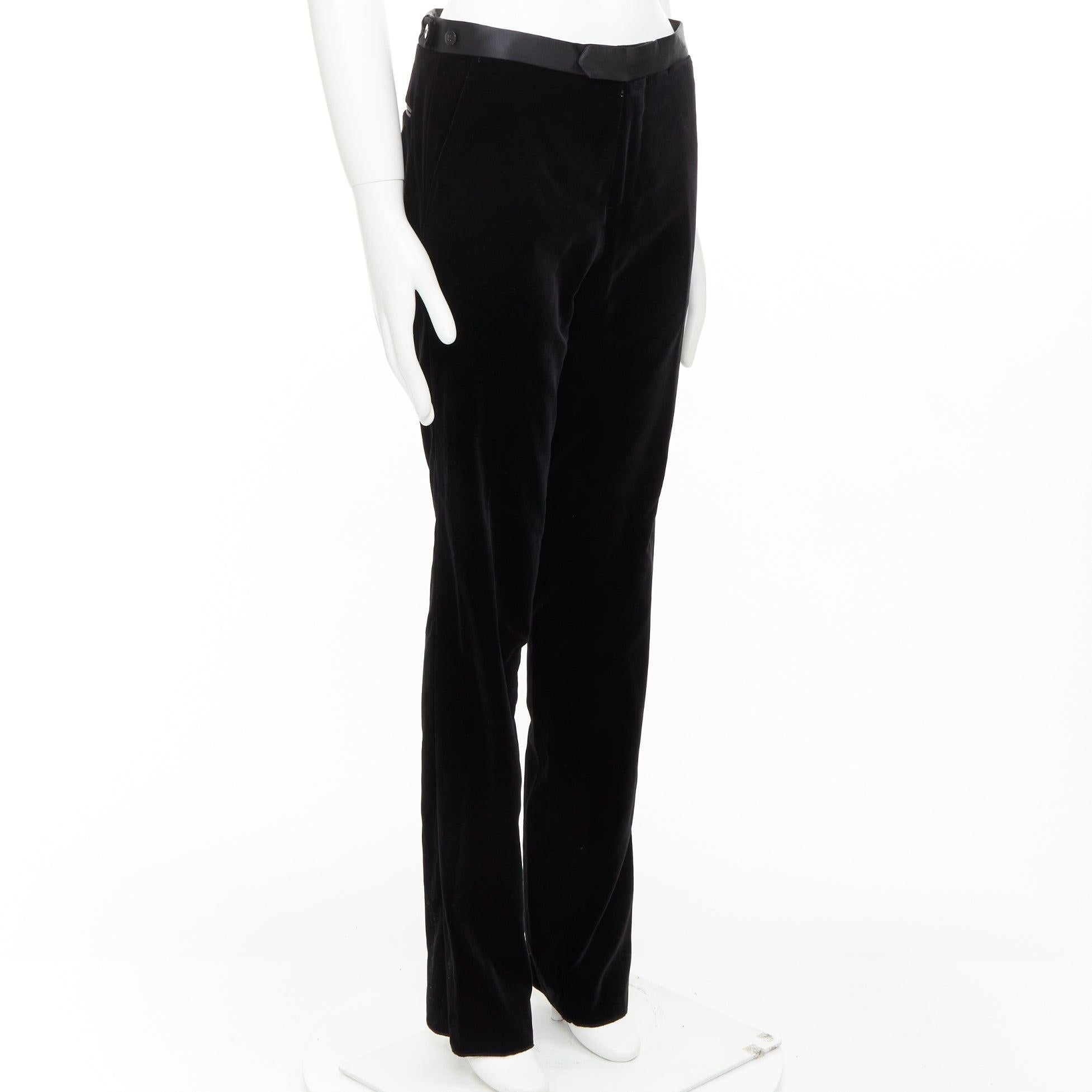 LANVIN pantalón de vestir recto con ribete satinado de terciopelo de algodón negro FR44 XS Negro en venta