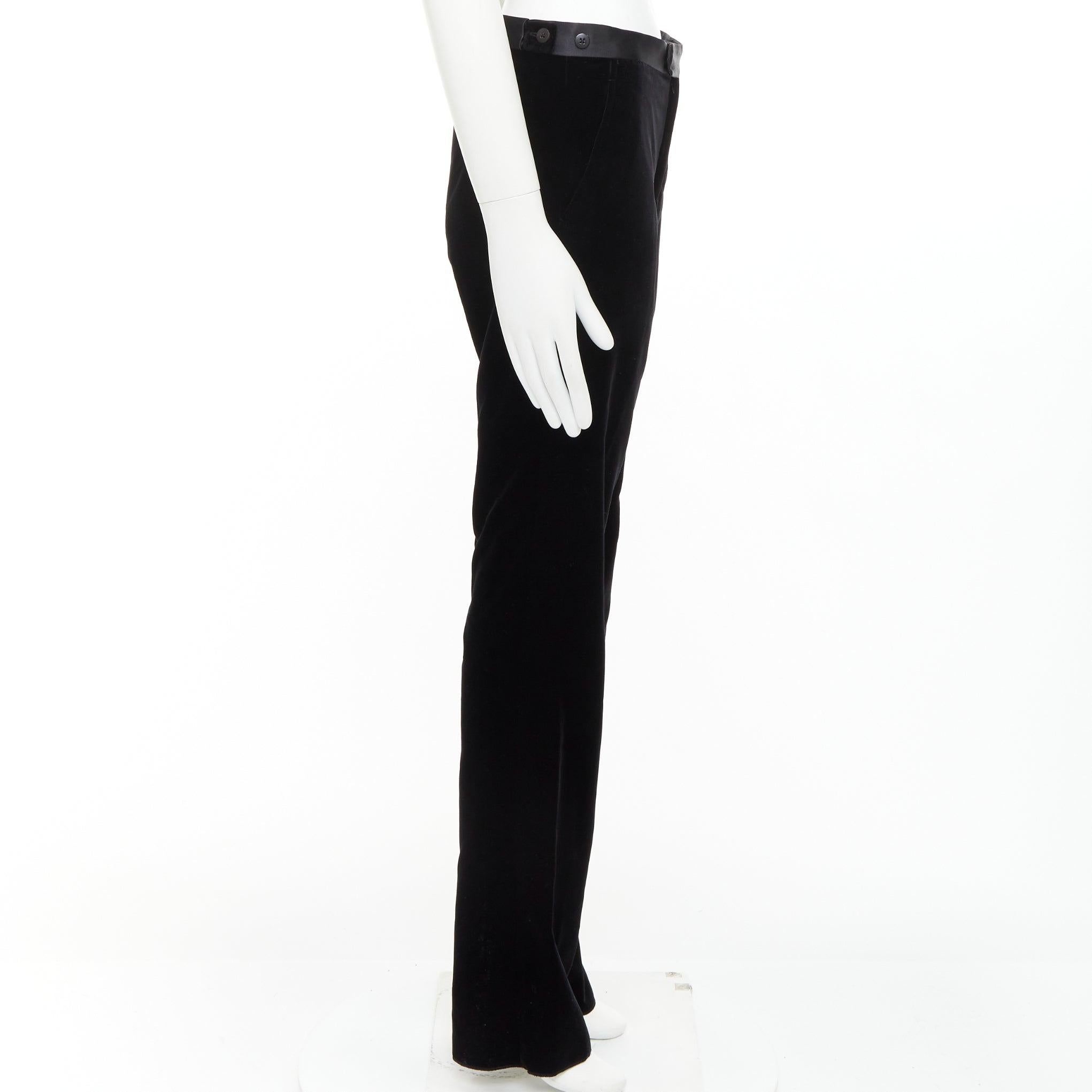 LANVIN pantalón de vestir recto con ribete satinado de terciopelo de algodón negro FR44 XS en Excelente estado para la venta en Hong Kong, NT