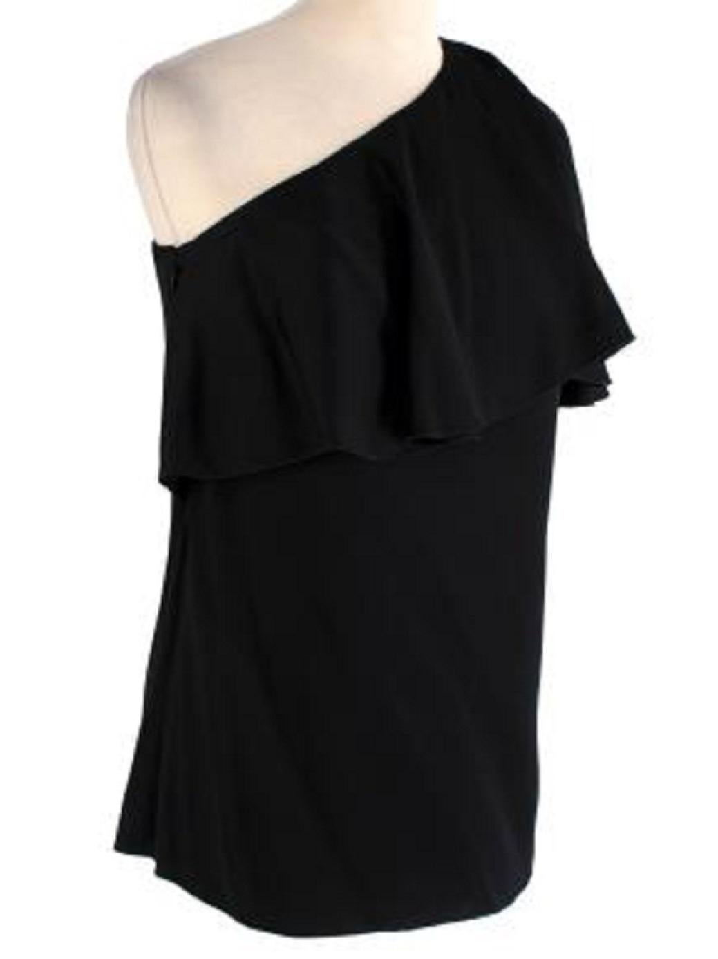 Lanvin Black crepe one-shoulder top In Excellent Condition For Sale In London, GB
