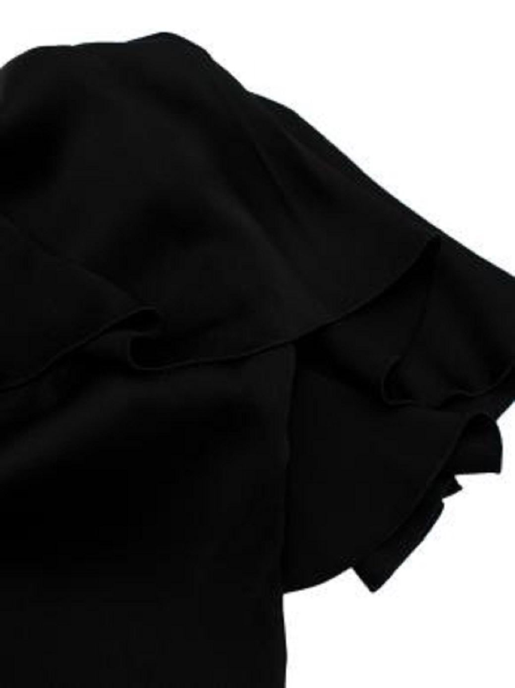 Lanvin Black crepe one-shoulder top For Sale 2