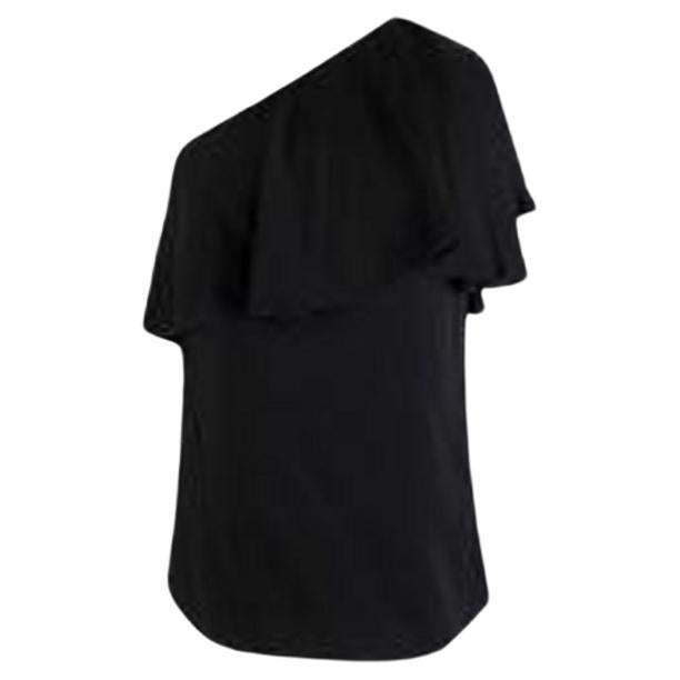 Lanvin Black crepe one-shoulder top For Sale