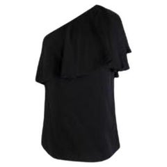 Lanvin Black crepe one-shoulder top