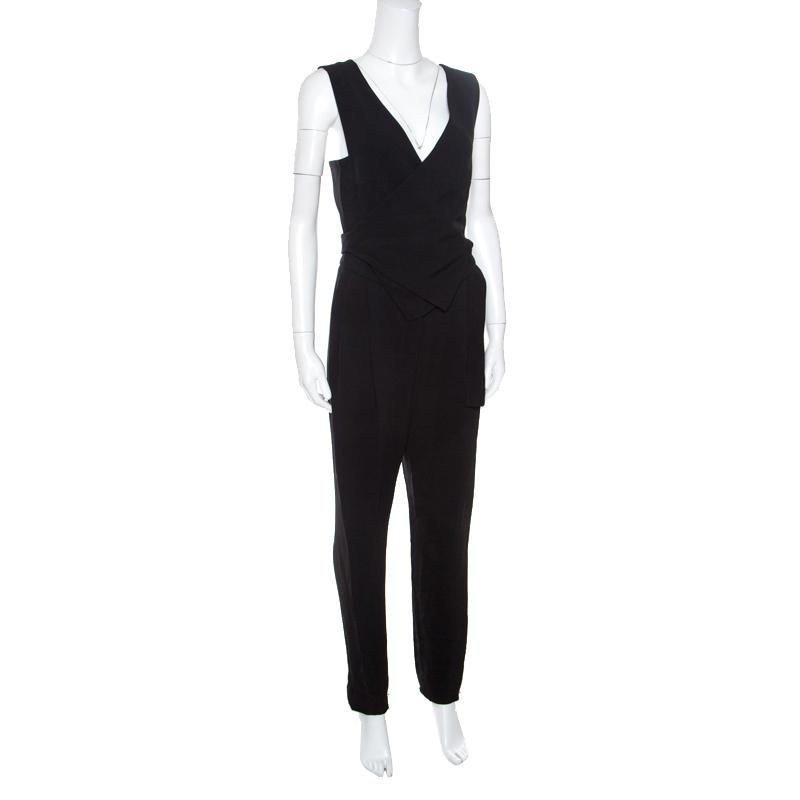 Lanvin sleeveless jumpsuit exudes an understated, yet stylish approach to evening dressing. Flaunting a draped bodice, the jumpsuit features a wrap waistline and tapered legs. Team this with chic accessories and pointed pumps.

Includes: The Luxury