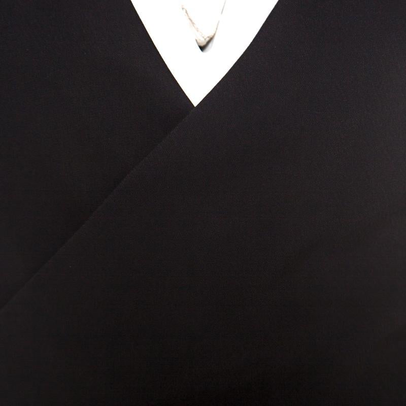 Women's Lanvin Black Crepe Wrap Waistcoat Bodice Detail Tapered Jumpsuit S
