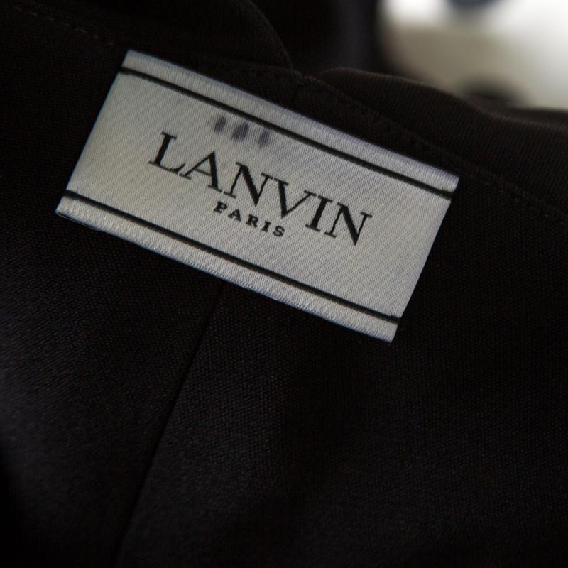 Women's Lanvin Black Crepe Wrap Waistcoat Bodice Detail Tapered Jumpsuit S