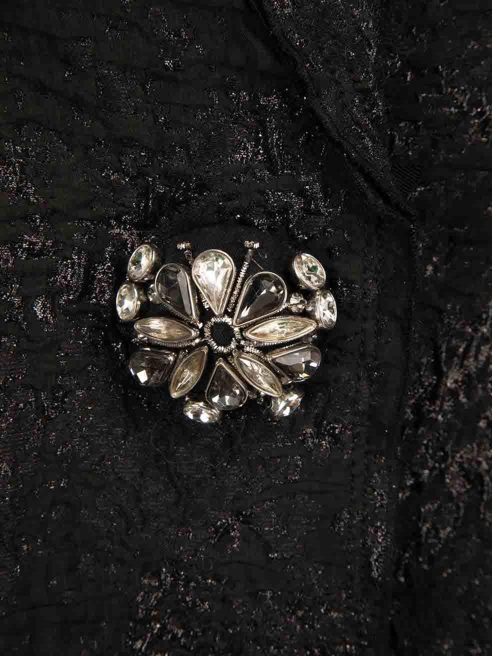 Women's Lanvin Black Crushed Texture Fur Trim Coat Size XS