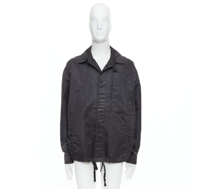 LANVIN Schwarze schwarze distressed nylon-Schwarze Knöpfe mit Kordelzug anorak IT50 L im Angebot 6