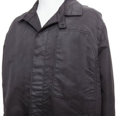 LANVIN black distressed nylon black buttons drawstring anorak IT50 L
