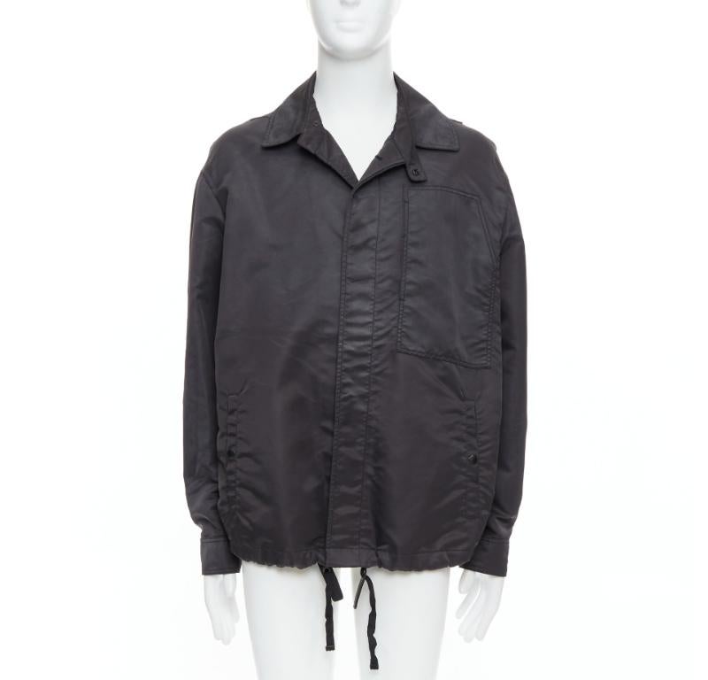 LANVIN Schwarze schwarze distressed nylon-Schwarze Knöpfe mit Kordelzug anorak IT50 L im Zustand „Gut“ im Angebot in Hong Kong, NT
