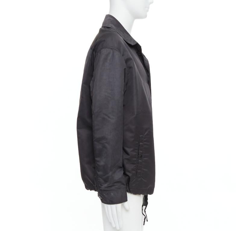 LANVIN Schwarze schwarze distressed nylon-Schwarze Knöpfe mit Kordelzug anorak IT50 L im Angebot 1