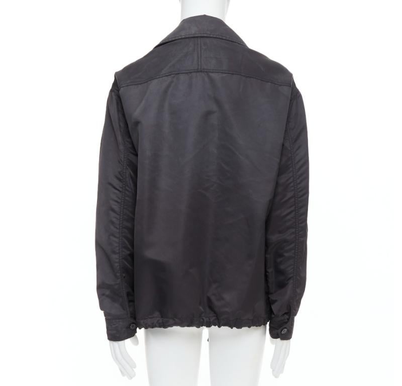LANVIN Schwarze schwarze distressed nylon-Schwarze Knöpfe mit Kordelzug anorak IT50 L im Angebot 2