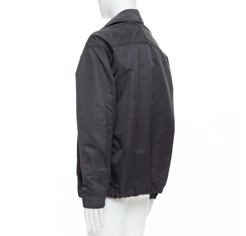 LANVIN Schwarze schwarze distressed nylon-Schwarze Knöpfe mit Kordelzug anorak IT50 L im Angebot 3