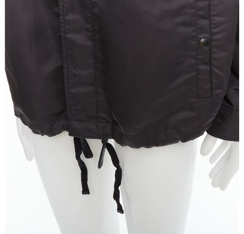 LANVIN Schwarze schwarze distressed nylon-Schwarze Knöpfe mit Kordelzug anorak IT50 L im Angebot 4