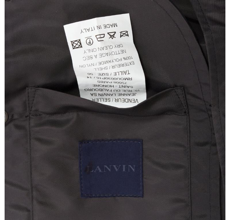 LANVIN Schwarze schwarze distressed nylon-Schwarze Knöpfe mit Kordelzug anorak IT50 L im Angebot 5