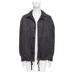 LANVIN black distressed nylon black buttons drawstring anorak IT50 L