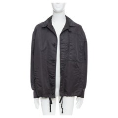 LANVIN black distressed nylon black buttons drawstring anorak IT50 L