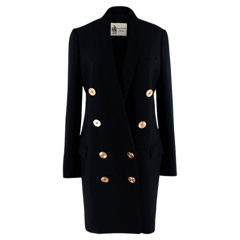 Lanvin Black Double Breasted Anniversary Tailored Coat For Sale