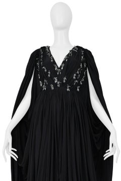 Lanvin Black Draped Evening Gown With Silver Beading
