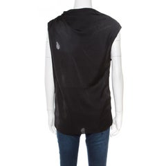 Lanvin Black Draped Sleeveless Top M