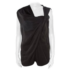 Lanvin Black Draped Sleeveless Top M