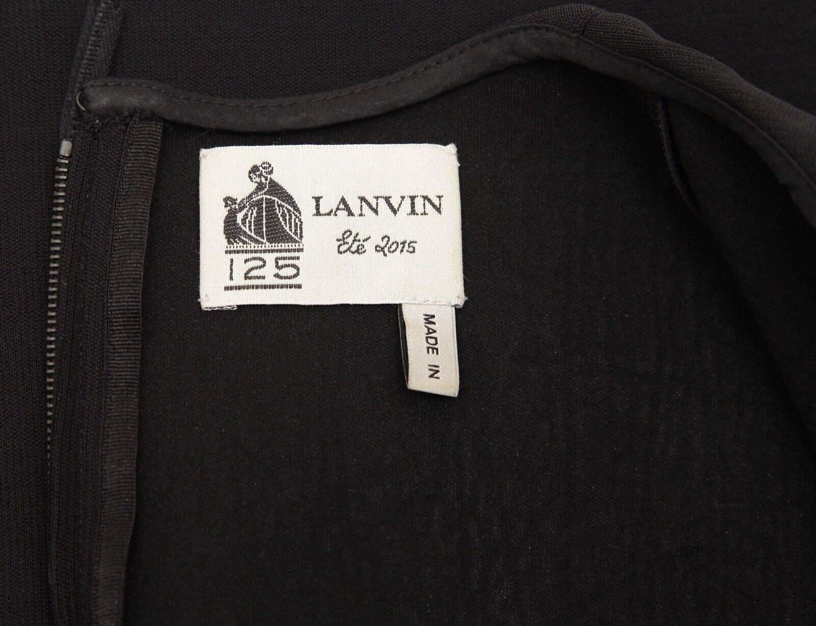 LANVIN Vestido Negro Manga Larga Manga Volantes Cremallera Sz 40 Verano 2015 en venta 6