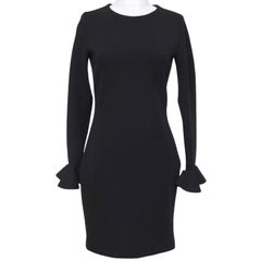 LANVIN Black Dress Long Sleeve Ruffled Sleeve Zipper Sz 40 Summer 2015