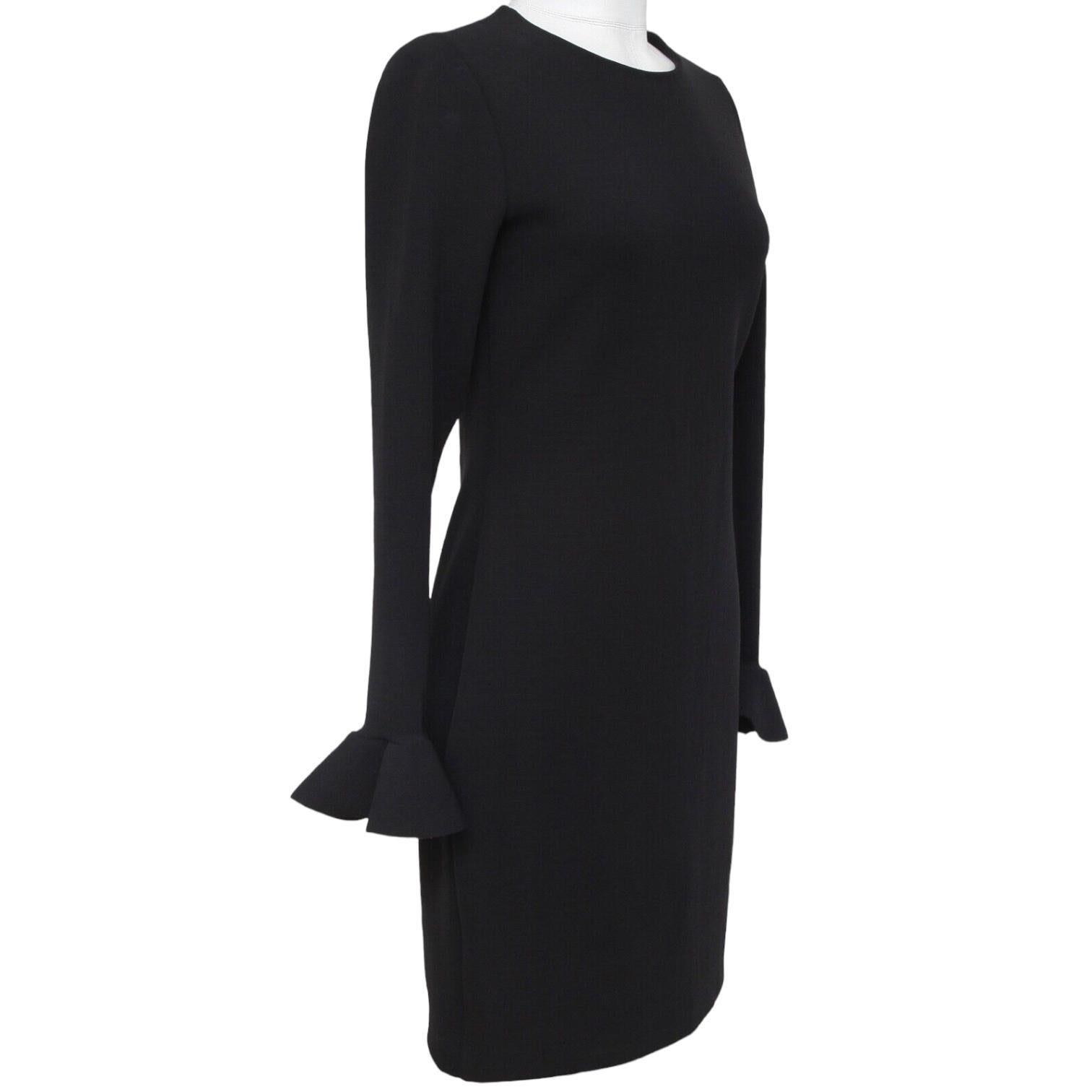 LANVIN Vestido Negro Manga Larga Manga Volantes Cremallera Sz 40 Verano 2015 en Excelente estado para la venta en Hollywood, FL